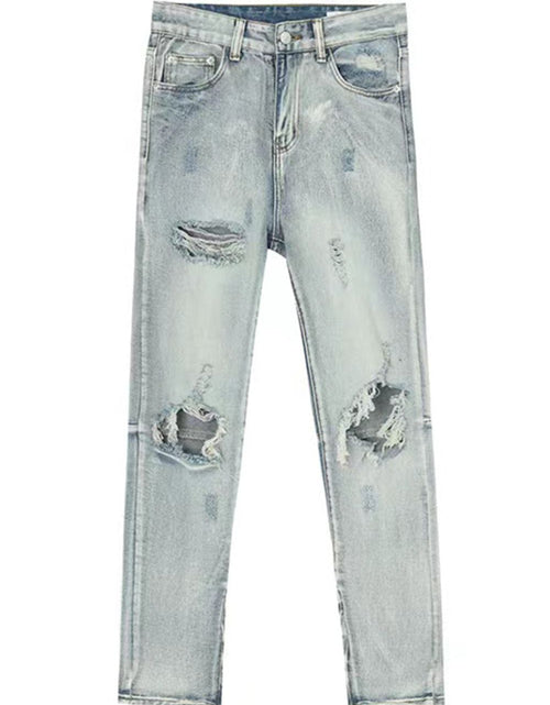 Load image into Gallery viewer, Distressed Side Zip Jeans with Pockets
