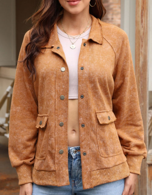 Load image into Gallery viewer, Snap Down Flap Pocket Long Sleeve Shacket
