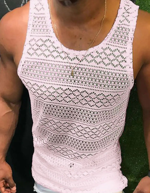 Load image into Gallery viewer, Men's Full Size Openwork Round Neck Tank Plus Size
