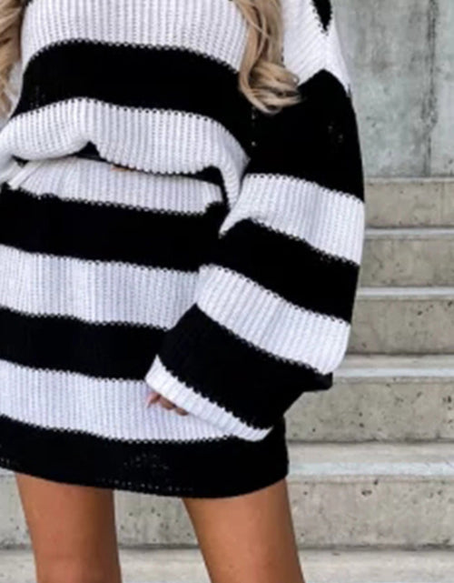 Load image into Gallery viewer, Striped Turtleneck Sweater Dress
