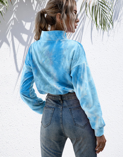 Load image into Gallery viewer, Ivy Lane Tie-Dye Quarter Zip Dropped Shoulder Sweatshirt
