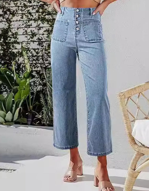 Load image into Gallery viewer, Button Fly Cropped Jeans with Pockets
