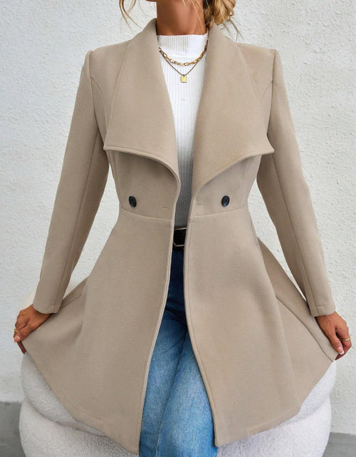 Load image into Gallery viewer, Collared Neck Button Up Long Sleeve Coat
