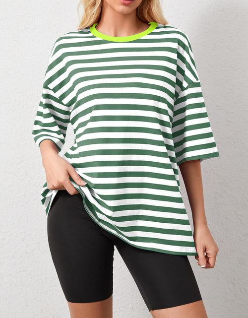 Load image into Gallery viewer, Striped Round Neck Half Sleeve T-Shirt
