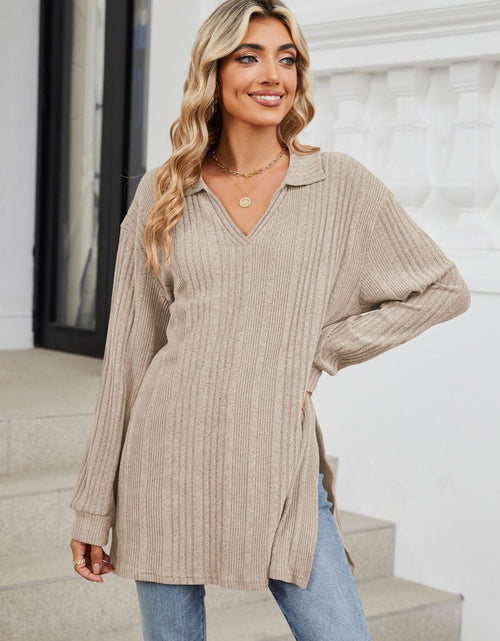 Load image into Gallery viewer, Slit Johnny Collar Long Sleeve T-Shirt
