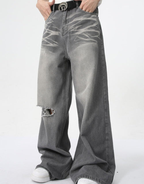 Load image into Gallery viewer, Distressed Wide Leg Jeans with Pockets
