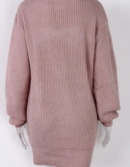 Load image into Gallery viewer, Boat Neck Long Sleeve Mini Sweater Dress
