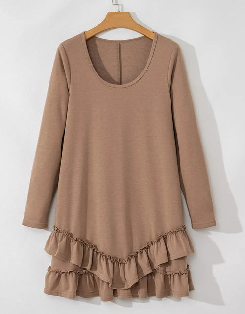 Load image into Gallery viewer, Ruffled Scoop Neck Three-Quarter Sleeve Mini Dress
