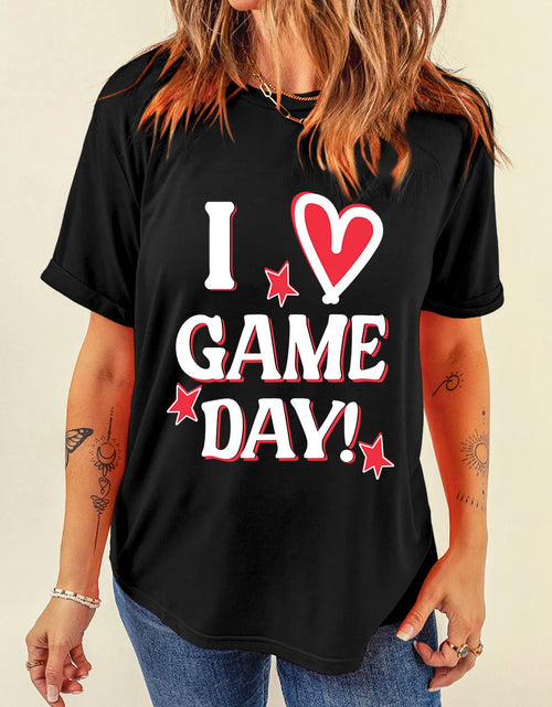 Load image into Gallery viewer, Letter Graphic Round Neck Short Sleeve T-Shirt
