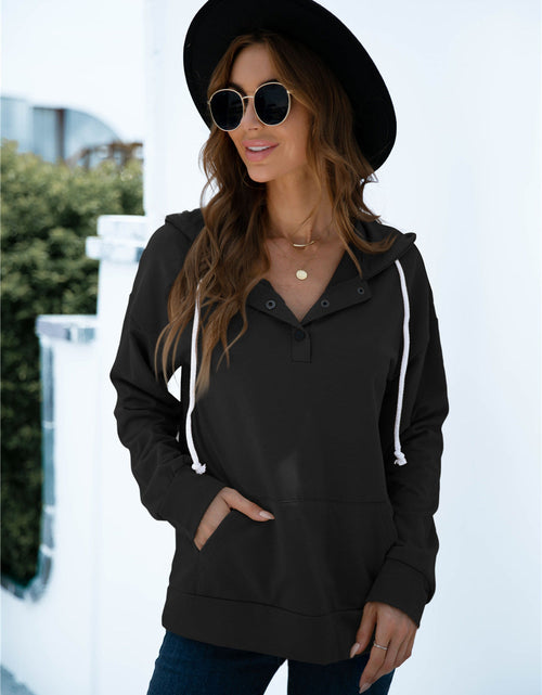 Load image into Gallery viewer, Quarter Snap Drawstring Hoodie with Kangaroo Pocket
