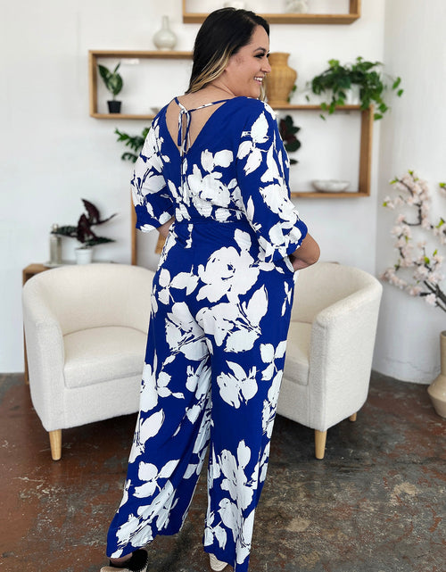 Load image into Gallery viewer, Double Take Full Size Printed Tie Back Wide Leg Jumpsuit
