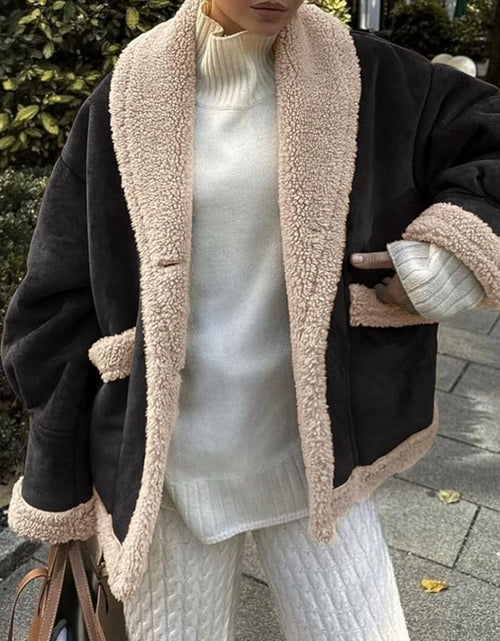 Load image into Gallery viewer, Fuzzy Collared Neck Long Sleeve Jacket
