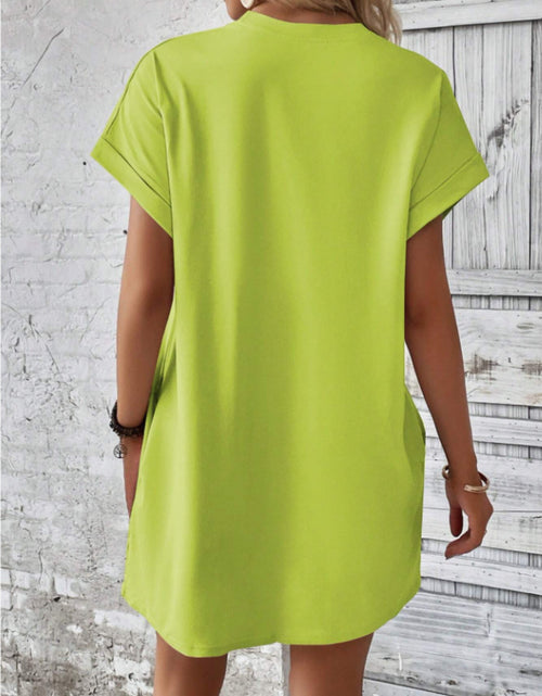 Load image into Gallery viewer, Round Neck Short Sleeve Mini Tee Dress with Pockets
