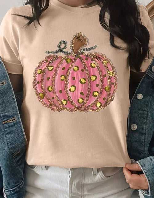 Load image into Gallery viewer, Pumpkin Round Neck Short Sleeve T-Shirt
