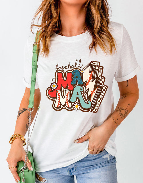 Load image into Gallery viewer, Letter Graphic Round Neck Short Sleeve T-Shirt
