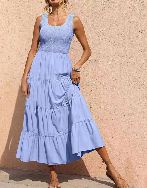 Load image into Gallery viewer, Tiered Smocked Wide Strap Dress
