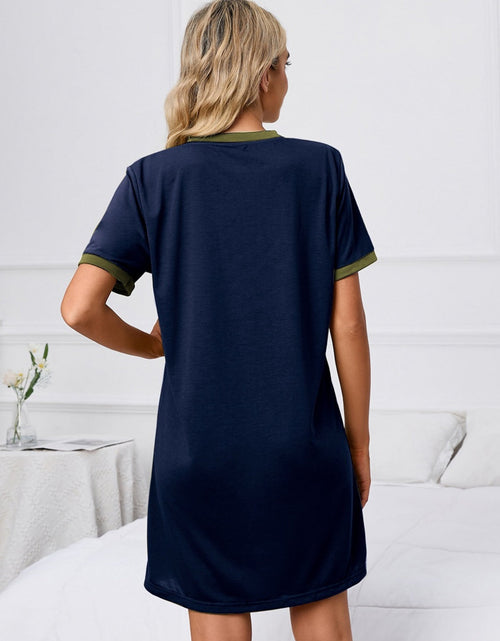 Load image into Gallery viewer, Contrast Trim Round Neck Mini Dress
