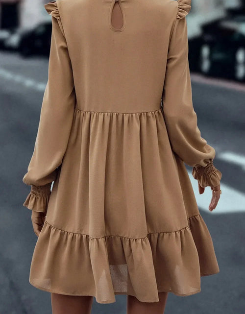 Load image into Gallery viewer, Frill Round Neck Flounce Sleeve Mini Dress
