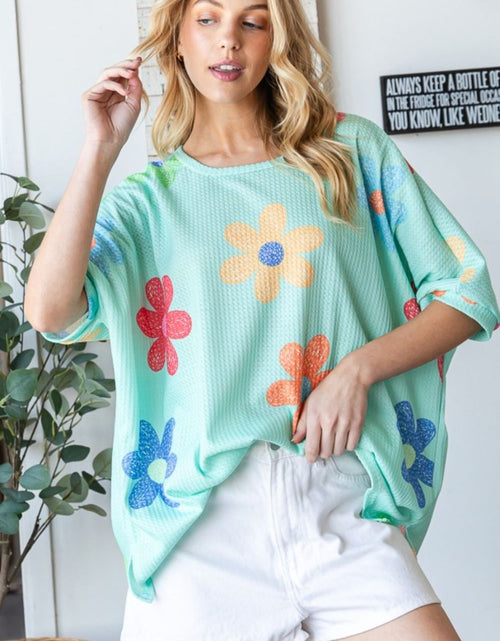 Load image into Gallery viewer, HOPELY Floral Waffle Oversize T-Shirt
