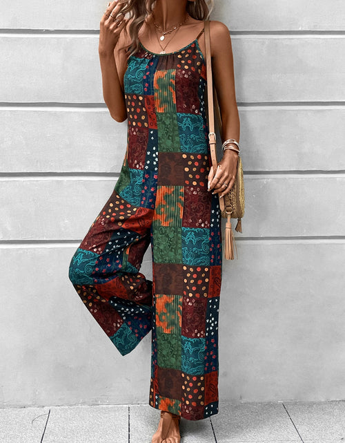 Load image into Gallery viewer, Printed Scoop Neck Spaghetti Strap Jumpsuit

