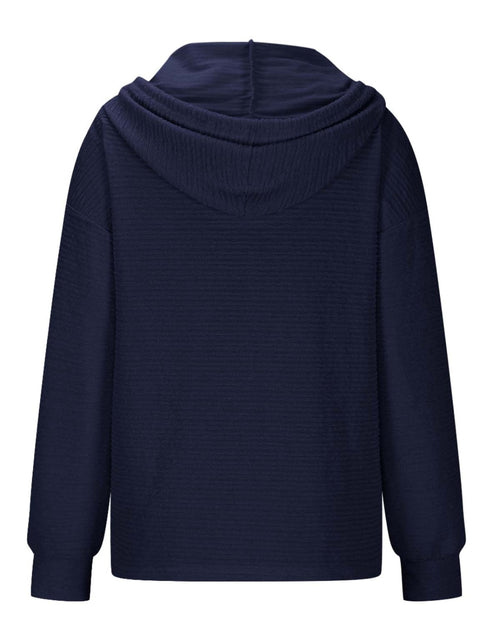 Load image into Gallery viewer, Drawstring Quarter Button Long Sleeve Hoodie
