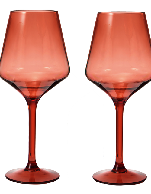 Load image into Gallery viewer, Floating Wine Glasses for Pool - Set of 2-15 OZ Shatterproof Poolside Wine Glasses, Tritan Plastic Reusable, Beach Outdoor Cocktail, Wine, Champagne, Water Glassware Spring Summer (Muted Red) by The Wine Savant
