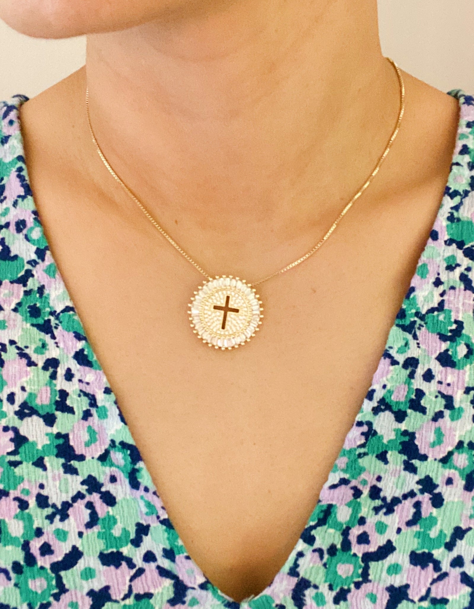 Shine Circle Cross Necklace by Ellisonyoung.com