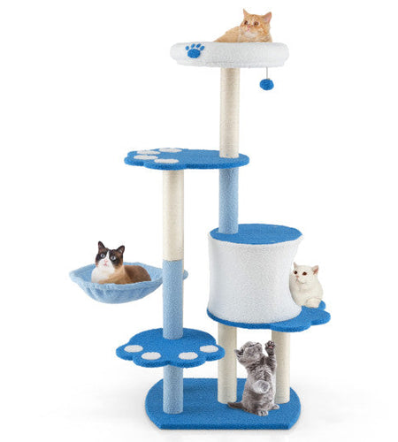 54 Inches Tall Modern Cat Tree Tower for Indoor Cats-Blue