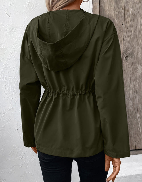 Load image into Gallery viewer, Ivy Lane Drawstring Zip Up Hooded Jacket
