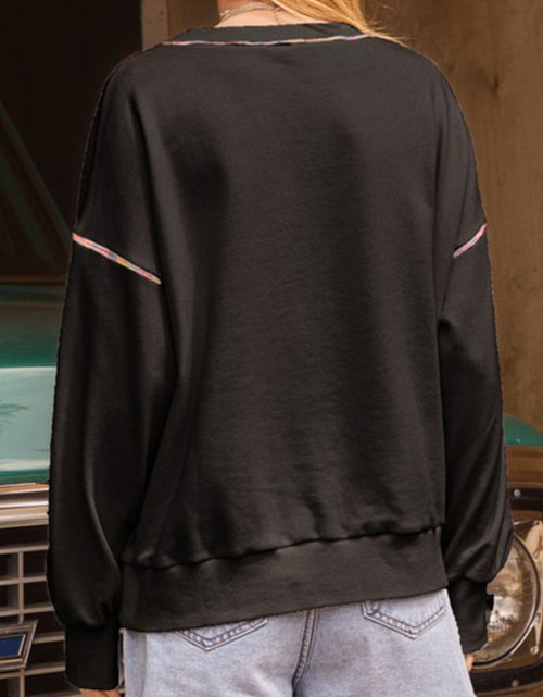Load image into Gallery viewer, Sequin Pumpkin Round Neck Long Sleeve Sweatshirt
