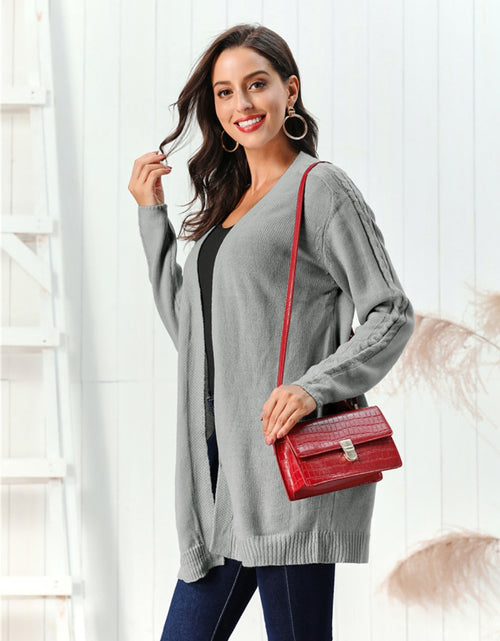 Load image into Gallery viewer, Cable-Knit Open Front Long Sleeve Cardigan
