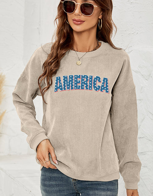 Load image into Gallery viewer, AMERICA Graphic Dropped Shoulder Sweatshirt
