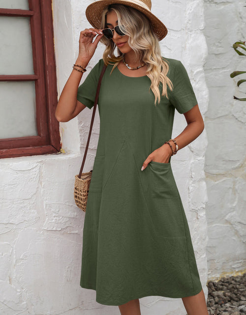 Load image into Gallery viewer, Ivy Lane Round Neck Short Sleeve Dress with Pockets
