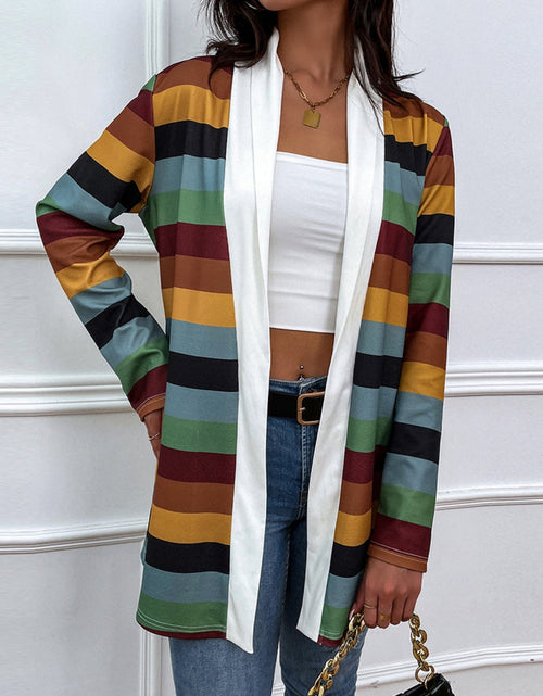 Load image into Gallery viewer, Shiny Color Block Open Front Cardigan
