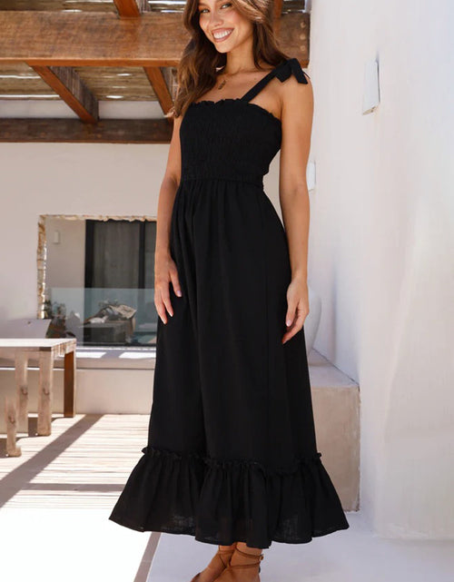 Load image into Gallery viewer, Ruffled Smocked Ruffle Hem Sleeveless Dress
