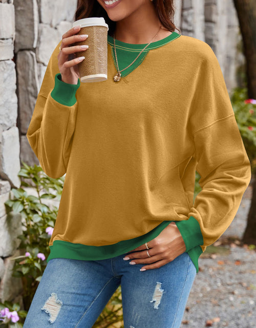Load image into Gallery viewer, Lovelet Contrast Round Neck Long Sleeve Sweatshirt
