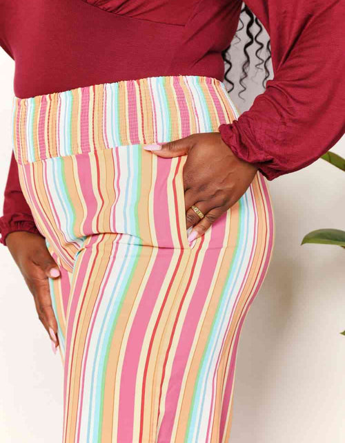 Load image into Gallery viewer, Double Take Striped Smocked Waist Pants with Pockets
