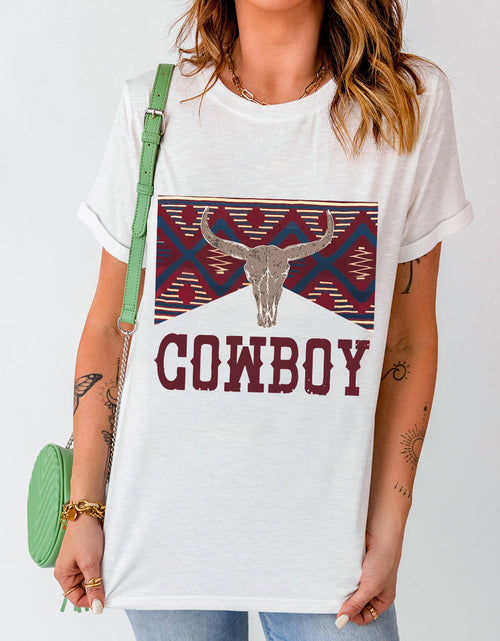 Load image into Gallery viewer, Graphic Round Neck Short Sleeve T-Shirt
