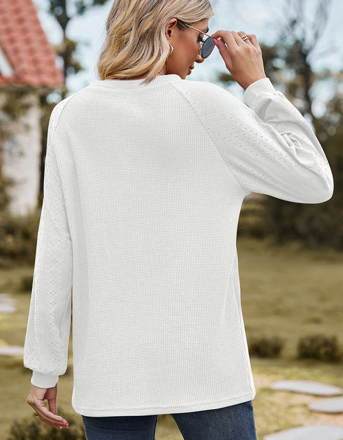 Load image into Gallery viewer, Eyelet Round Neck Long Sleeve T-Shirt
