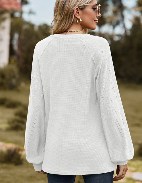 Load image into Gallery viewer, Eyelet Notched Raglan Sleeve T-Shirt
