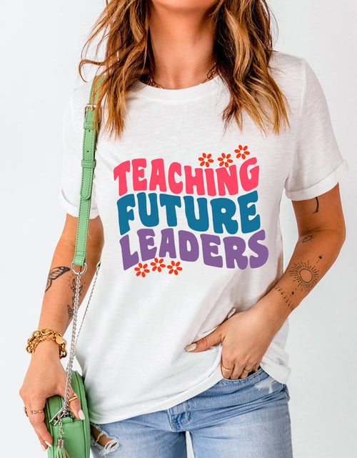 Load image into Gallery viewer, Letter Graphic Round Neck Short Sleeve T-Shirt
