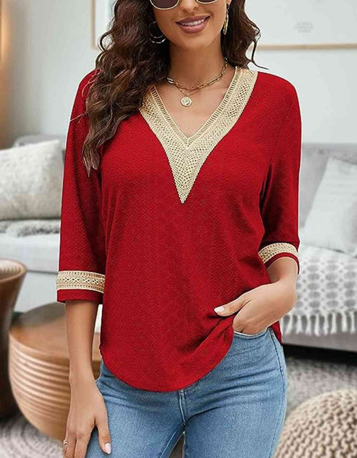 Load image into Gallery viewer, V-Neck Eyelet Blouse
