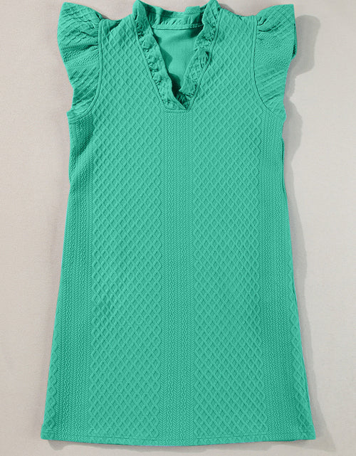 Load image into Gallery viewer, Ruffled V-Neck Cap Sleeve Mini Dress
