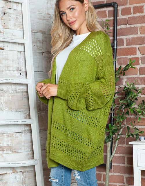 Load image into Gallery viewer, Openwork Open Front Long Sleeve Cardigan
