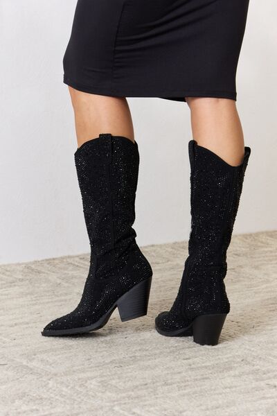 Load image into Gallery viewer, Forever Link Rhinestone Knee High Cowboy Boots
