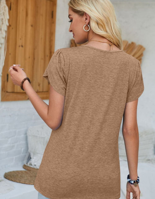 Load image into Gallery viewer, V-Neck Petal Sleeve T-Shirt
