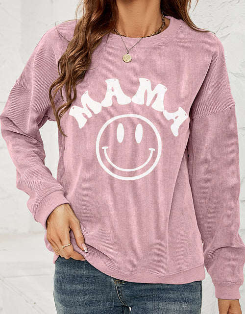 Load image into Gallery viewer, Round Neck Long Sleeve MAMA Graphic Sweatshirt
