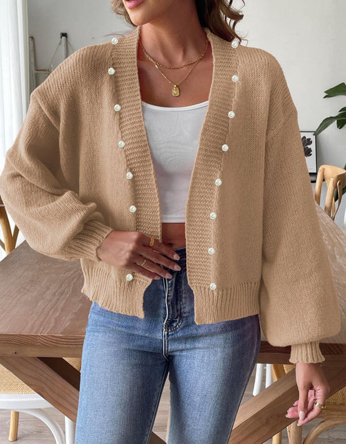 Load image into Gallery viewer, Pearl Open Front Long Sleeve Cardigan

