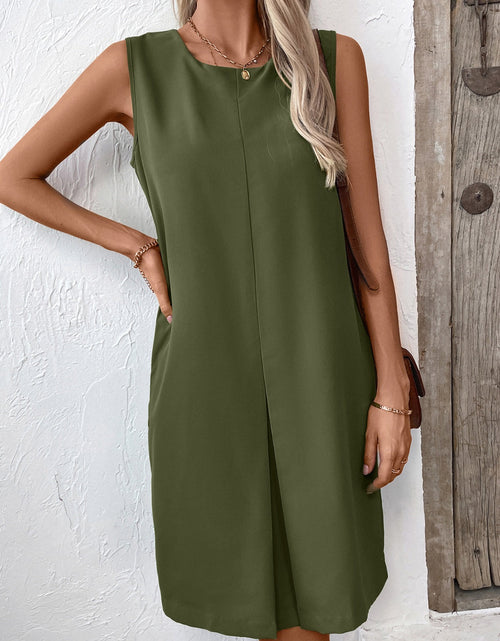 Load image into Gallery viewer, Ivy Lane Pocketed Round Neck Sleeveless Mini Dress
