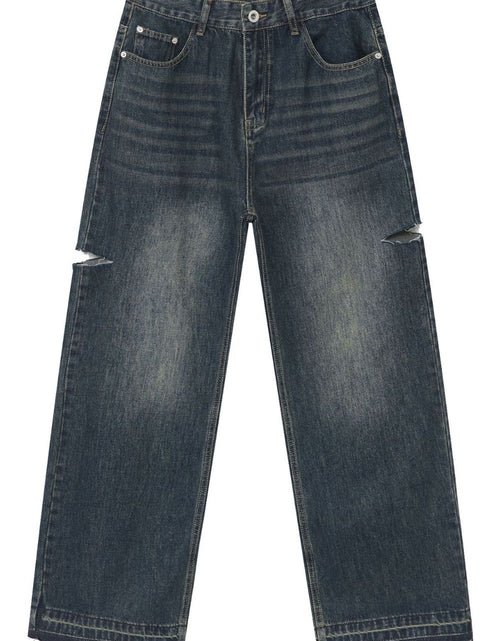 Load image into Gallery viewer, Men's Raw Hem Distressed Jeans with Pockets
